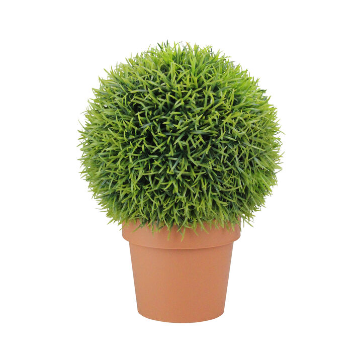 18" Potted Two-Tone Artificial Pine Ball Topiary Plant