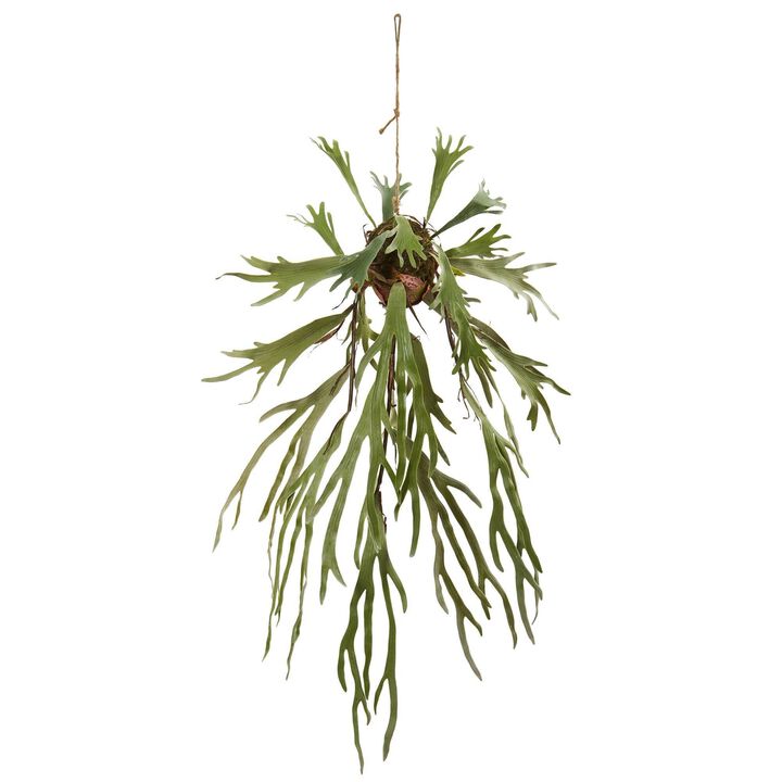 Nearly Natural 50-in Staghorn Artificial Hanging Plant
