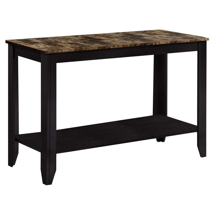 Monarch Specialties I 7983S Accent Table, Console, Entryway, Narrow, Sofa, Living Room, Bedroom, Laminate, Brown Marble Look, Transitional