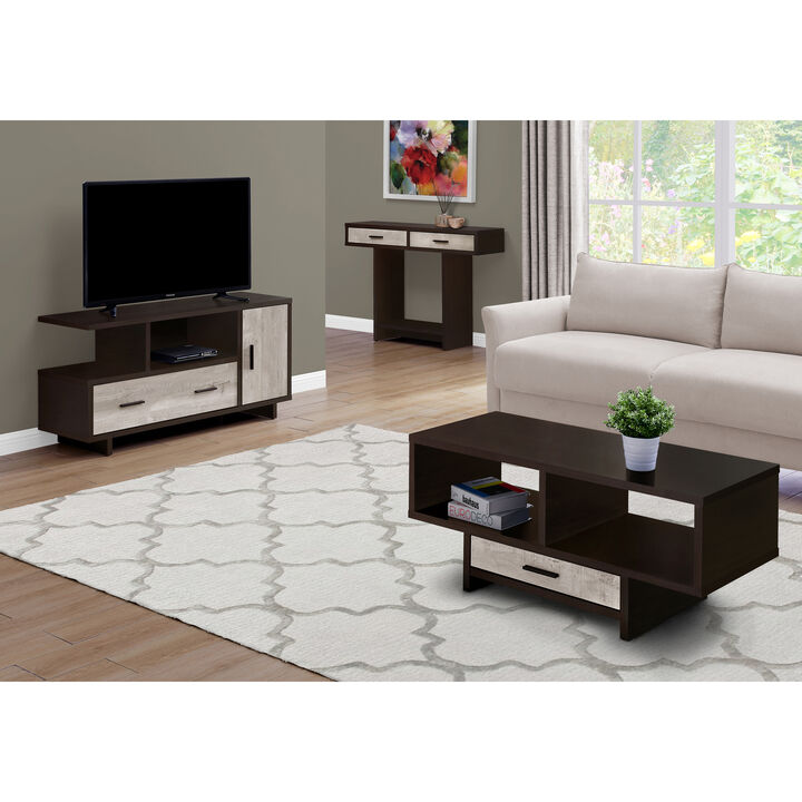 Monarch Specialties I 2805 Tv Stand, 48 Inch, Console, Media Entertainment Center, Storage Cabinet, Drawers, Living Room, Bedroom, Laminate, Brown, Contemporary, Modern