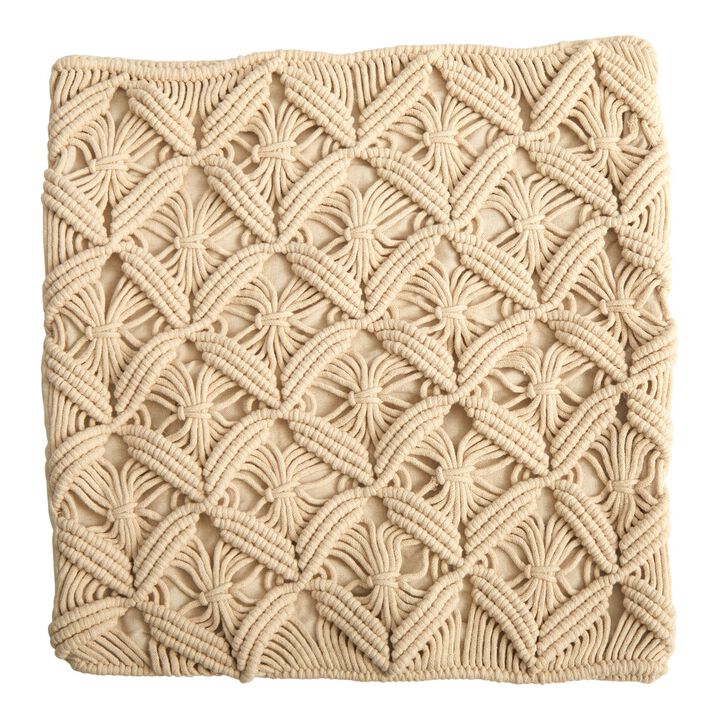 Nearly Natural 18-in Boho Diamond Woven Macrame Decorative Pillow Cover