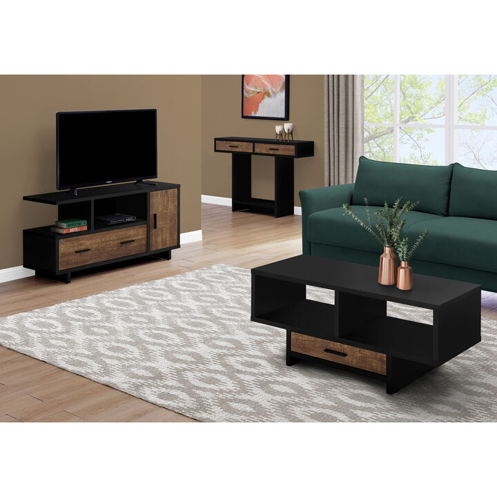 Monarch Specialties I 2803 Tv Stand, 48 Inch, Console, Media Entertainment Center, Storage Cabinet, Drawers, Living Room, Bedroom, Laminate, Black, Brown, Contemporary, Modern