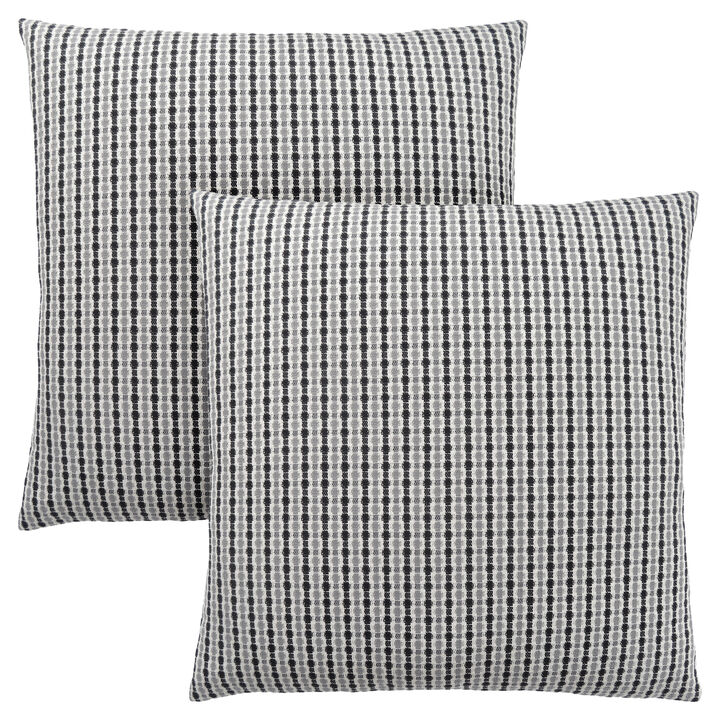 Monarch Specialties I 9237 Pillows, Set Of 2, 18 X 18 Square, Insert Included, Decorative Throw, Accent, Sofa, Couch, Bedroom, Polyester, Hypoallergenic, Grey, Black, Modern