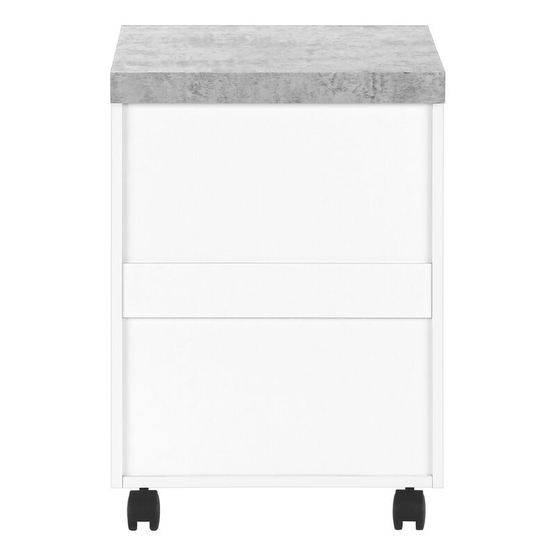 Monarch Specialties I 7051 File Cabinet, Rolling Mobile, Storage Drawers, Printer Stand, Office, Work, Laminate, Grey, White, Contemporary, Modern