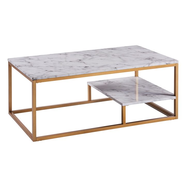 Teamson Home - Marmo Coffee Table - Faux Marble / Brass