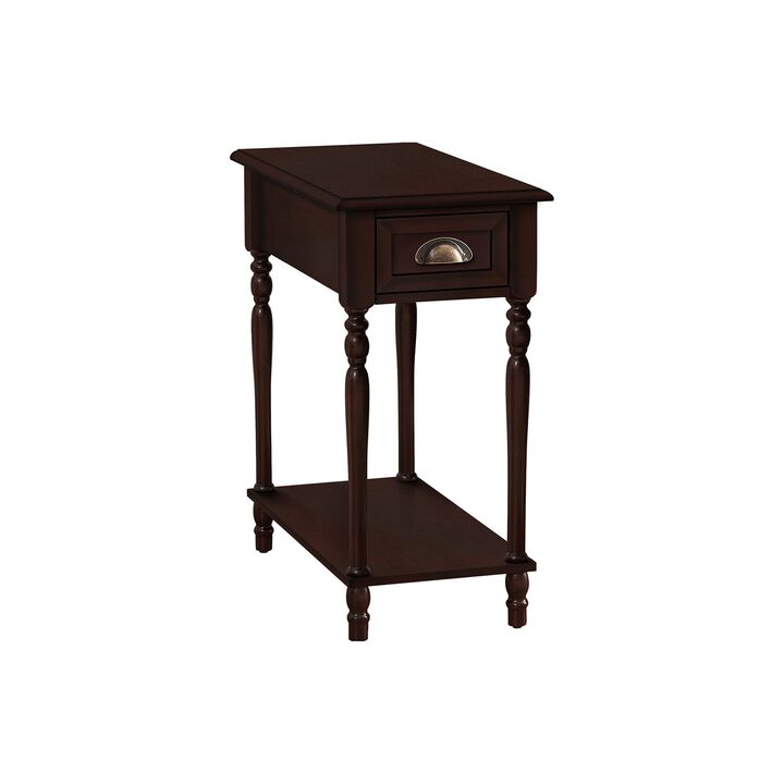 Monarch Specialties I 3968 - Accent Table, 2 Tier, Side Table, End, Narrow, Nightstand, Bedroom, Lamp, Storage Drawer, Traditional
