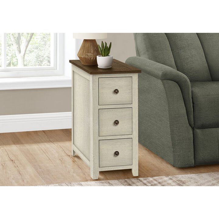 Monarch Specialties I 3959 -  Accent Table, End, Side Table, Nightstand, Narrow, Bedroom, Storage Drawer, Lamp, Transitional