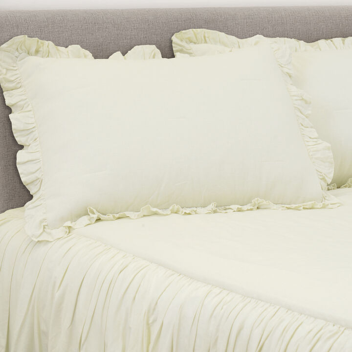 Belgian Flax Prewashed Linen Rich Cotton Blend Bedspread 3Pc Set