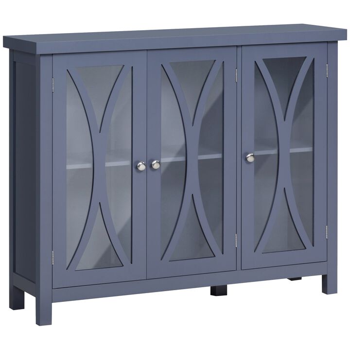 Modern Kitchen Sideboard, Buffet Cabinet with 2 Storage Cupboard, Glass Doors for Living Room, Bedroom, Grey