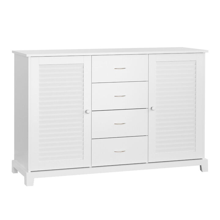 47" Bathroom Cabinet Buffet Sideboard with Drawers and Shutters - White