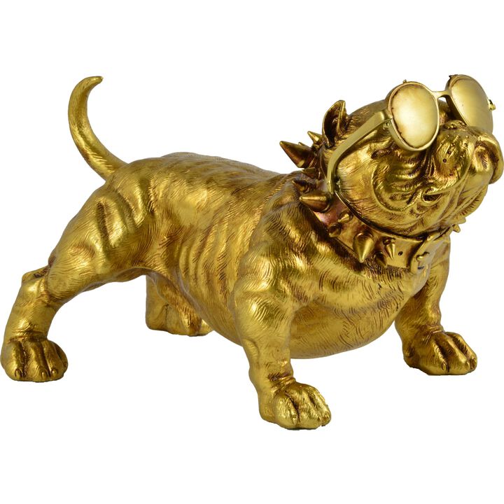 16" Gold Spike Collared Standing Bulldog Statue