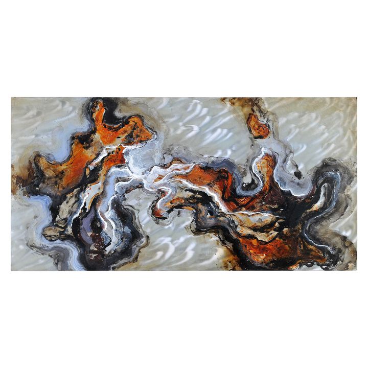 White and Orange Abstract Rectangular Unframed Wall Decor 30" x 60"