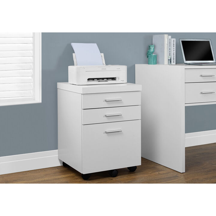 Monarch Specialties I 7048 File Cabinet, Rolling Mobile, Storage Drawers, Printer Stand, Office, Work, Laminate, White, Contemporary, Modern