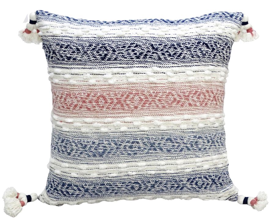 22" X 22" Throw Pillow for sofa with Tassels-Textured