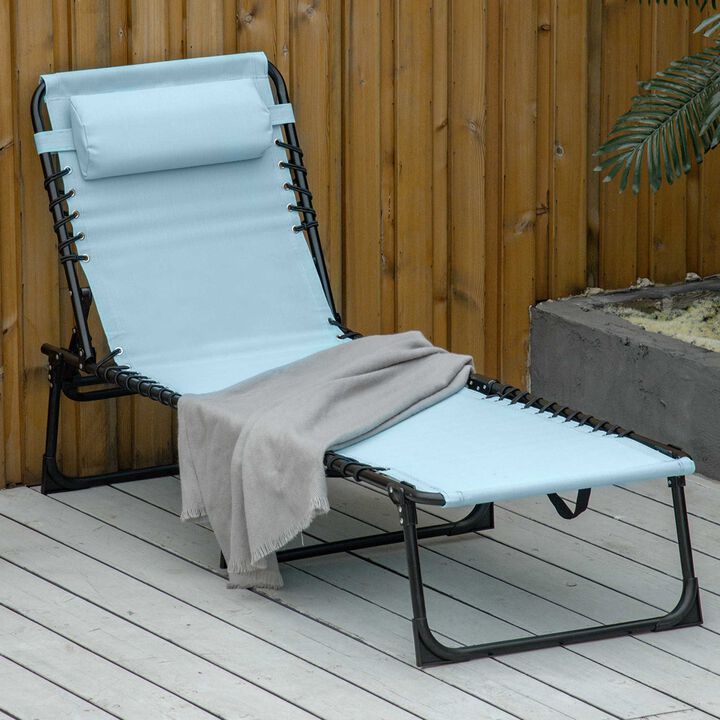 Outdoor Folding Chaise Lounge Chair Portable Reclining Garden Sun Lounger with 4-Position Adjustable Backrest for Patio, Deck, Green