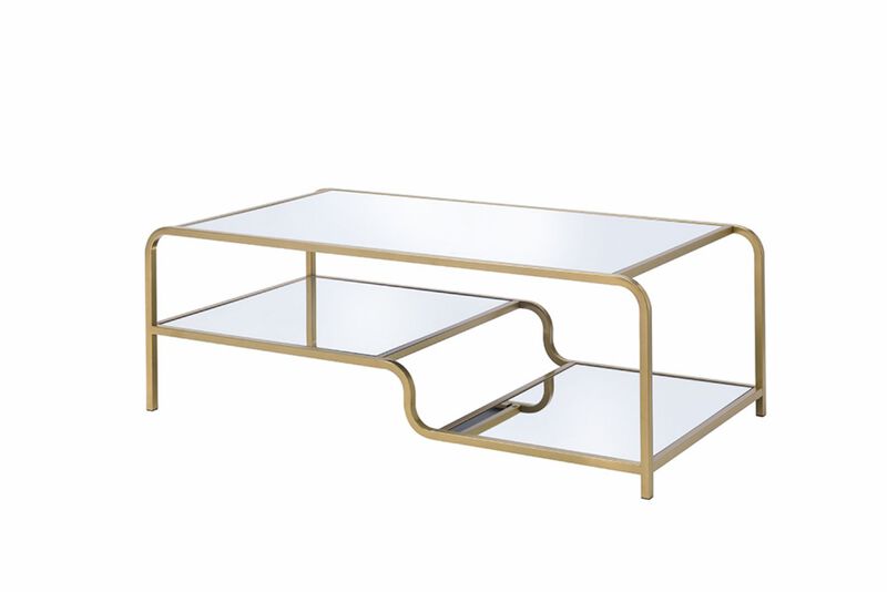 ACME Astrid Coffee Table, Gold & Mirror