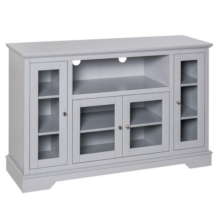 Modern Sideboard with Storage, Console Table, Buffet Cabinet with Glass Doors for Living Room, Kitchen, Grey