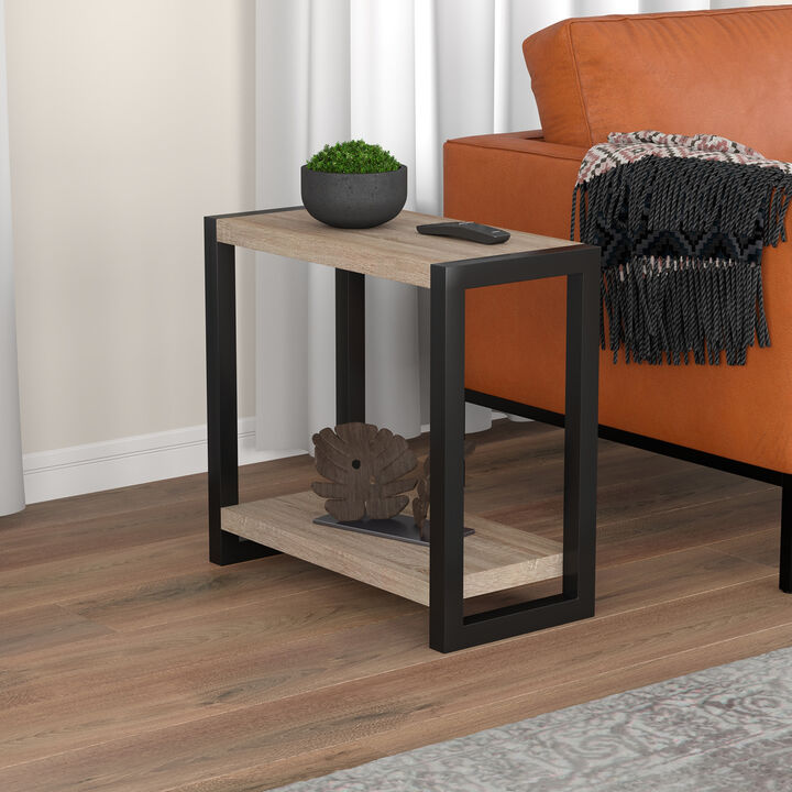 Safdie & Co Accent Table - 23" Long Dark Taupe with 1 Shelf for Living Room