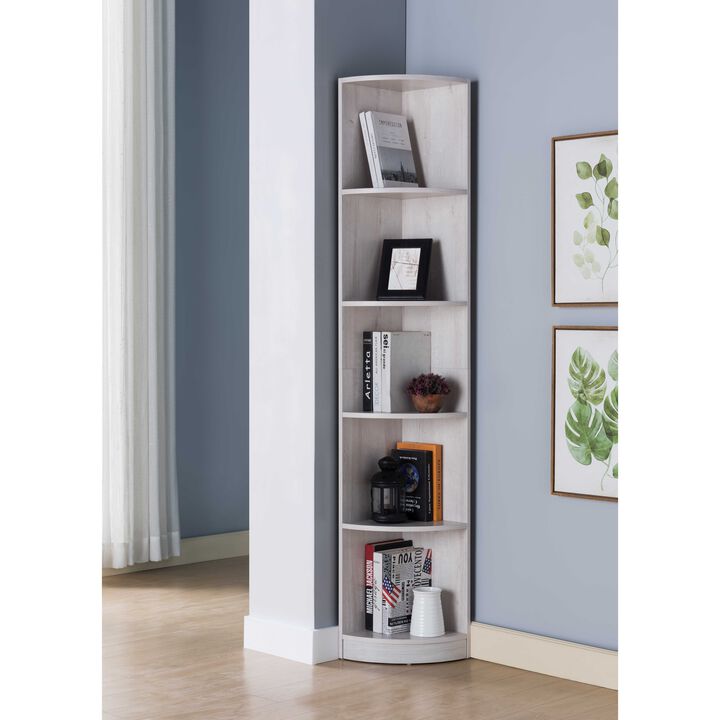 White Oak Corner Bookcase with 5 Shelves