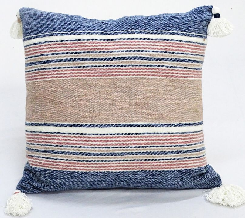 22" X 22" Throw Pillow for couch with Tassels-Multi Colors