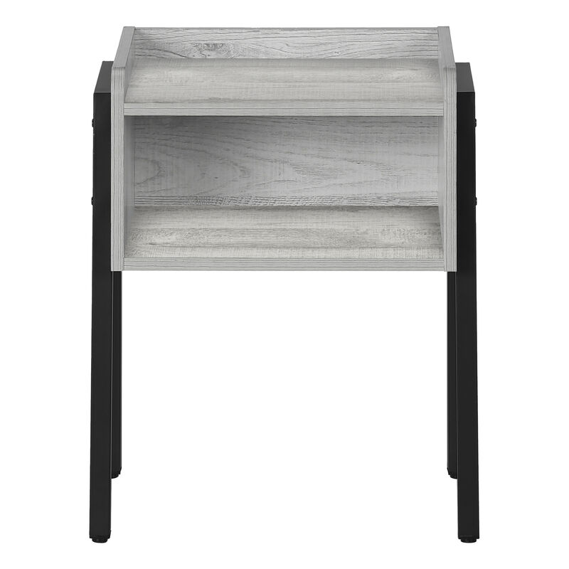Monarch Specialties I 3591 Accent Table, Side, End, Nightstand, Lamp, Living Room, Bedroom, Metal, Laminate, Grey, Black, Contemporary, Modern