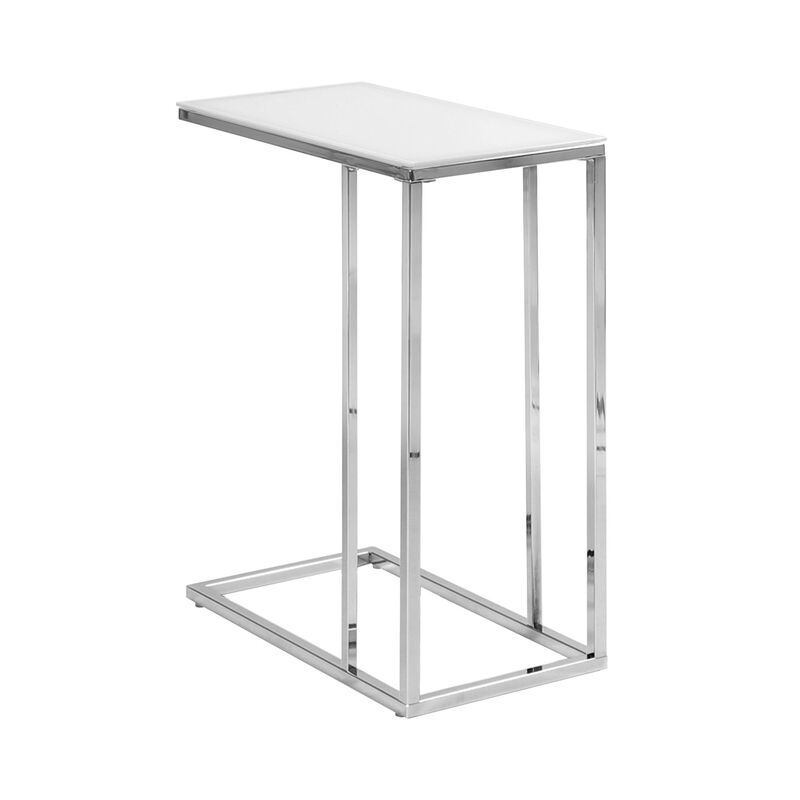 Monarch Specialties I 3000 Accent Table, C-shaped, End, Side, Snack, Living Room, Bedroom, Metal, Tempered Glass, Chrome, Contemporary, Modern