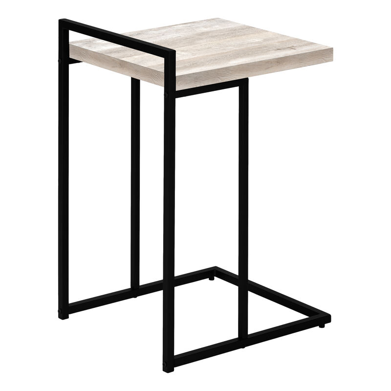 Monarch Specialties I 3632 Accent Table, C-shaped, End, Side, Snack, Living Room, Bedroom, Metal, Laminate, Beige, Black, Contemporary, Modern