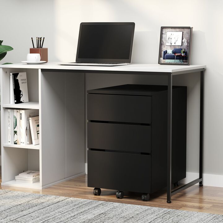 3 Drawer Storage Cabinet, Mobile File Cabinet Under Desk with Wheels, Printer Stand for Home Office, Black