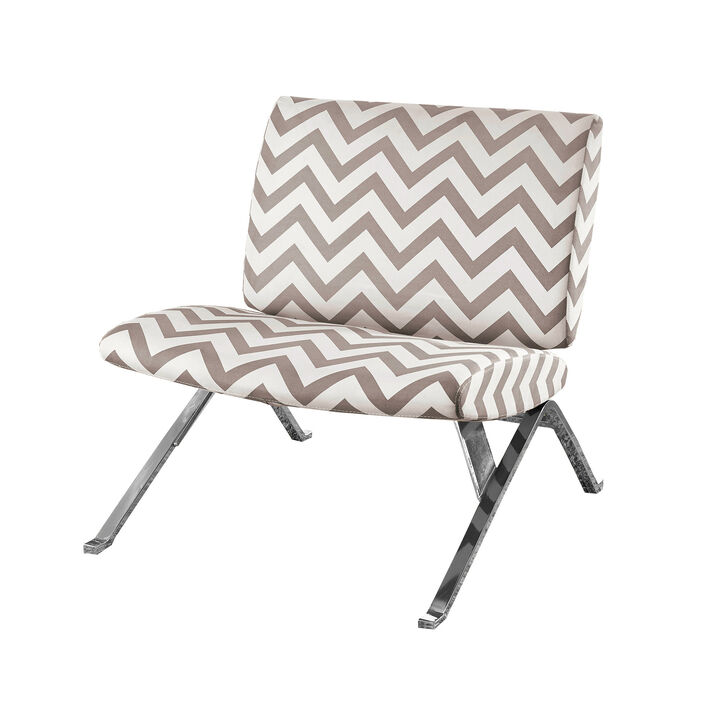 Monarch Specialties I 8137 Accent Chair, Armless, Fabric, Living Room, Bedroom, Fabric, Metal, Brown, Chrome, Contemporary, Modern