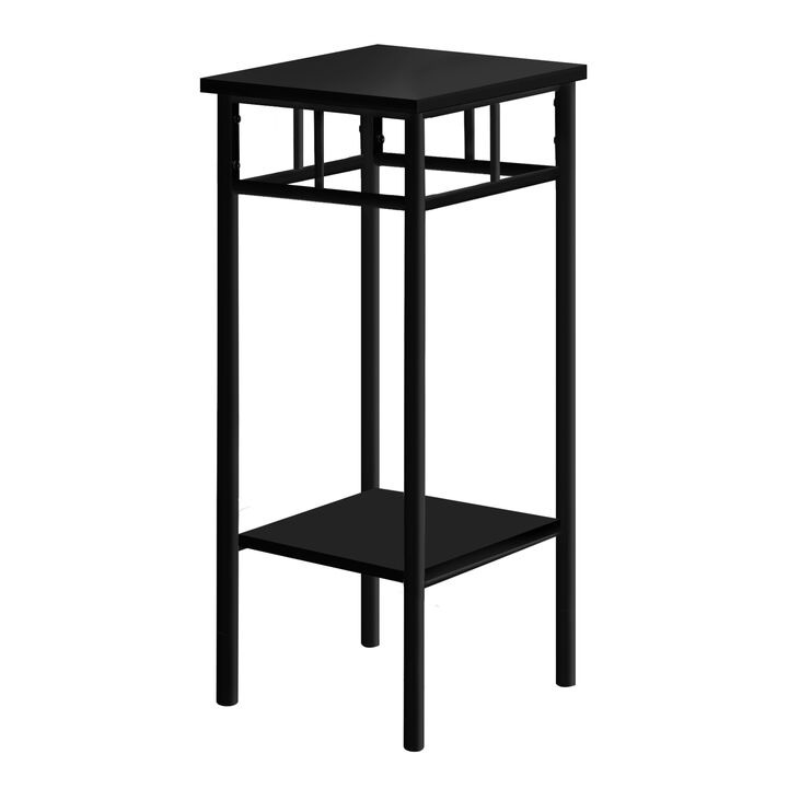 Monarch Specialties I 3278 Accent Table, Side, End, Plant Stand, Square, Living Room, Bedroom, Metal, Laminate, Black, Contemporary, Modern