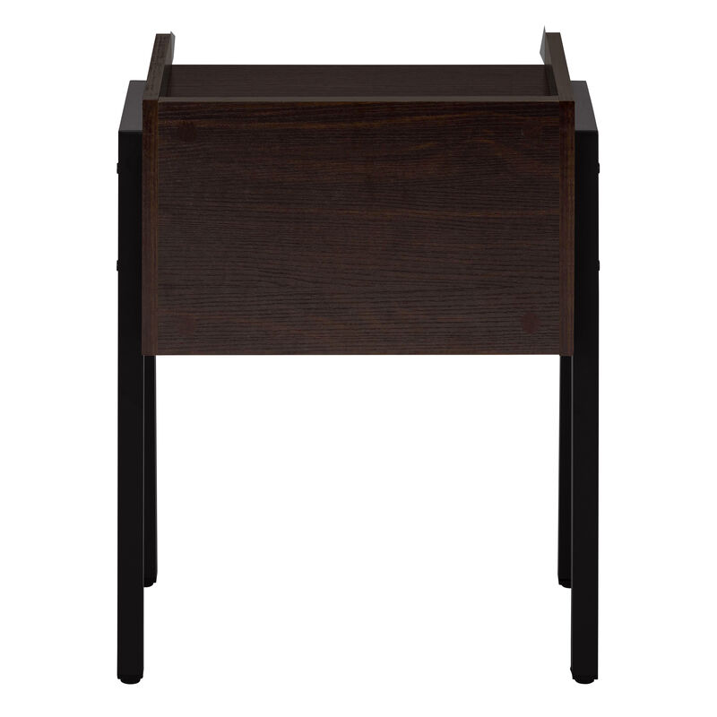 Monarch Specialties I 3593 Accent Table, Side, End, Nightstand, Lamp, Living Room, Bedroom, Metal, Laminate, Brown, Black, Contemporary, Modern