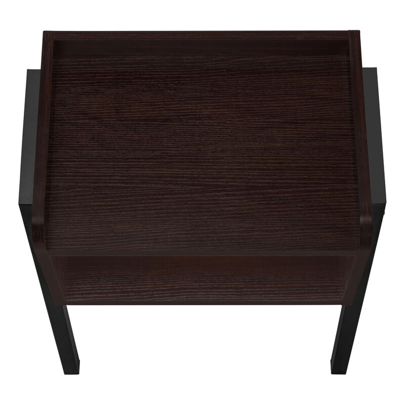 Monarch Specialties I 3593 Accent Table, Side, End, Nightstand, Lamp, Living Room, Bedroom, Metal, Laminate, Brown, Black, Contemporary, Modern