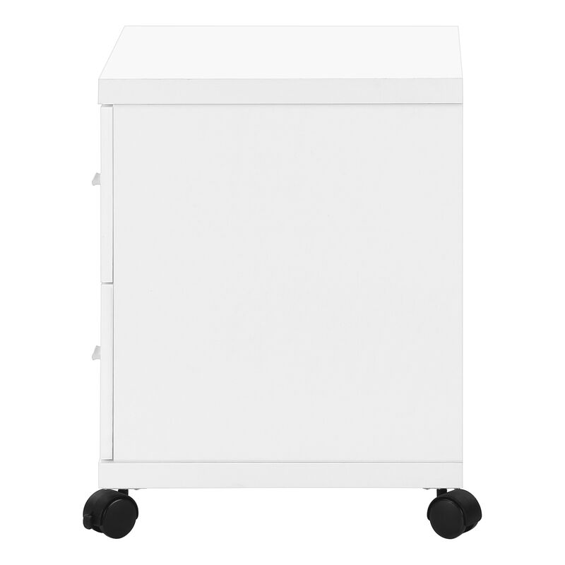 Monarch Specialties I 7055 Office, File Cabinet, Printer Cart, Rolling File Cabinet, Mobile, Storage, Work, Laminate, White, Contemporary, Modern
