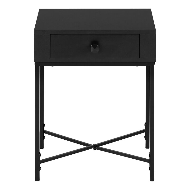 Monarch Specialties I 3542 Accent Table, Side, End, Nightstand, Lamp, Storage Drawer, Living Room, Bedroom, Metal, Laminate, Black, Contemporary, Modern