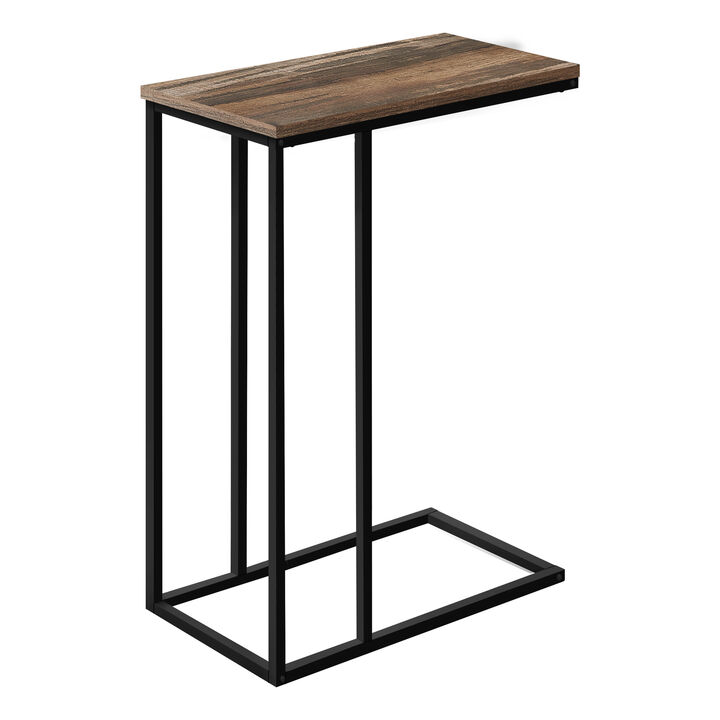 Monarch Specialties I 3764 Accent Table, C-shaped, End, Side, Snack, Living Room, Bedroom, Metal, Laminate, Brown, Black, Contemporary, Modern