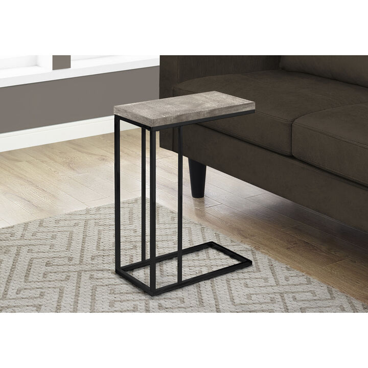 Monarch Specialties I 3405 Accent Table, C-shaped, End, Side, Snack, Living Room, Bedroom, Metal, Laminate, Beige, Black, Contemporary, Modern