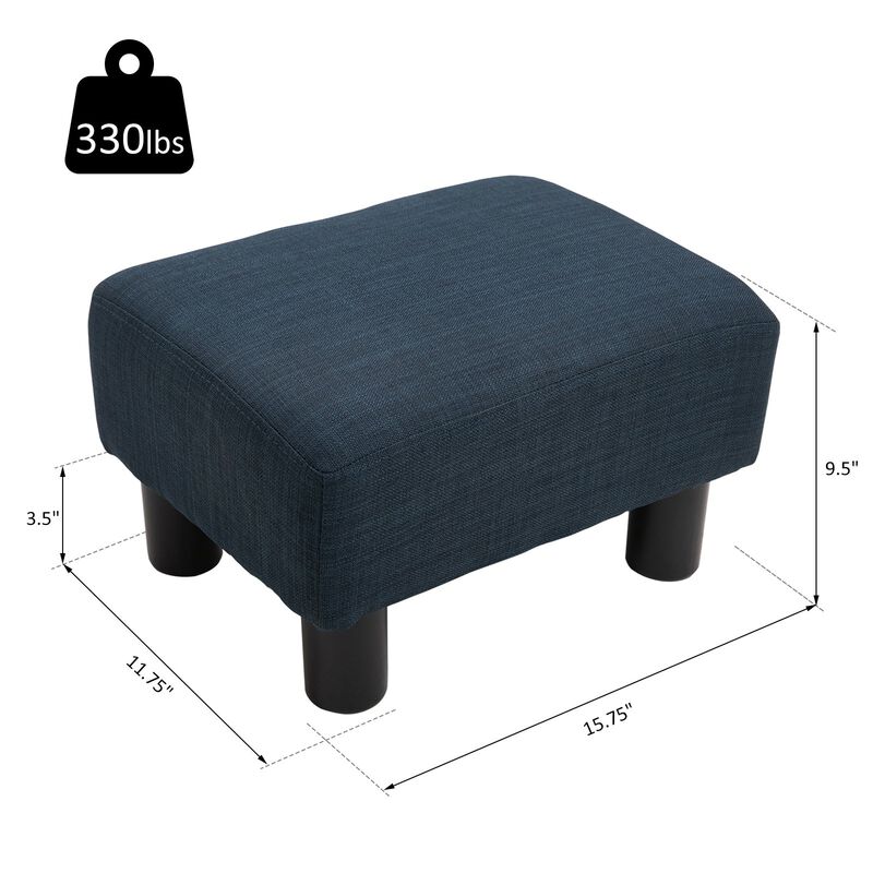 16" Cube Modern Linen Fabric Pouf Footrest Ottoman - Dark Blue