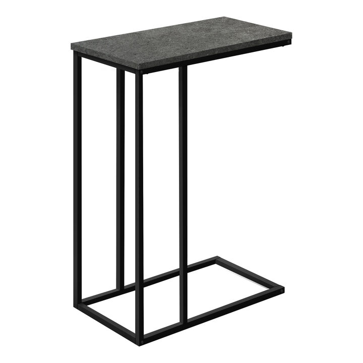 Monarch Specialties I 3765 Accent Table, C-shaped, End, Side, Snack, Living Room, Bedroom, Metal, Laminate, Grey, Black, Contemporary, Modern