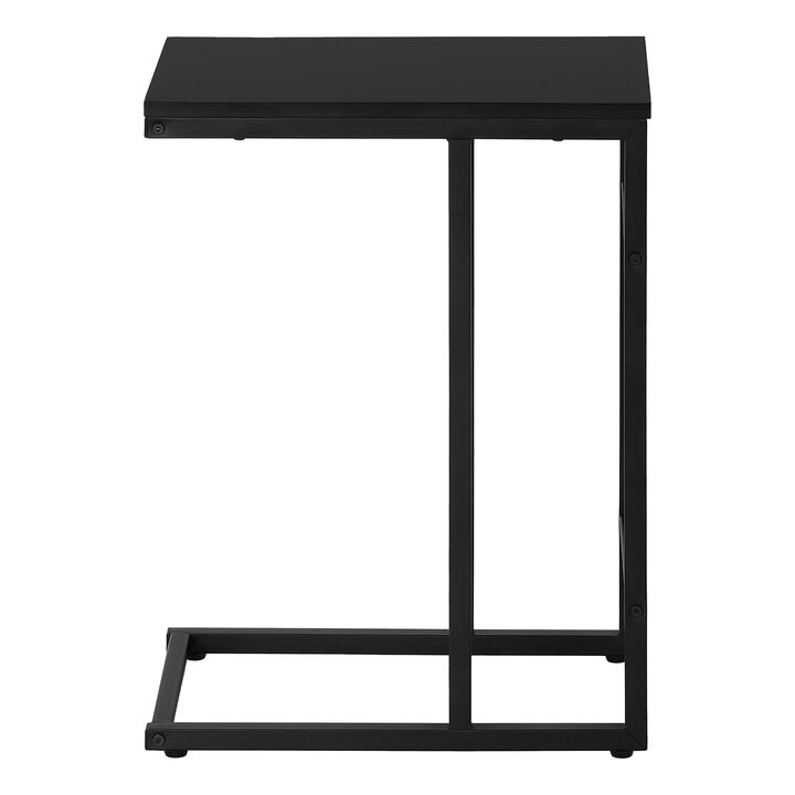 Monarch Specialties I 2170 Accent Table, C-shaped, End, Side, Snack, Living Room, Bedroom, Metal, Laminate, Black, Contemporary, Modern