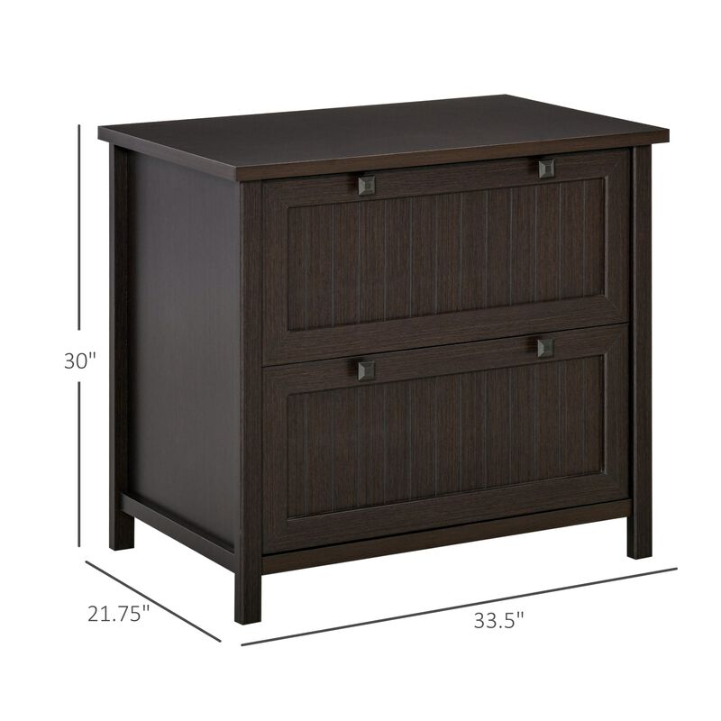 Retro Style 2-Drawer Lateral File Cabinet Chest with Hanging Bars, Wooden Documents Storage for Letter/Legal Size, Brown