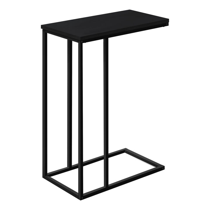 Monarch Specialties I 3761 Accent Table, C-shaped, End, Side, Snack, Living Room, Bedroom, Metal, Laminate, Black, Contemporary, Modern