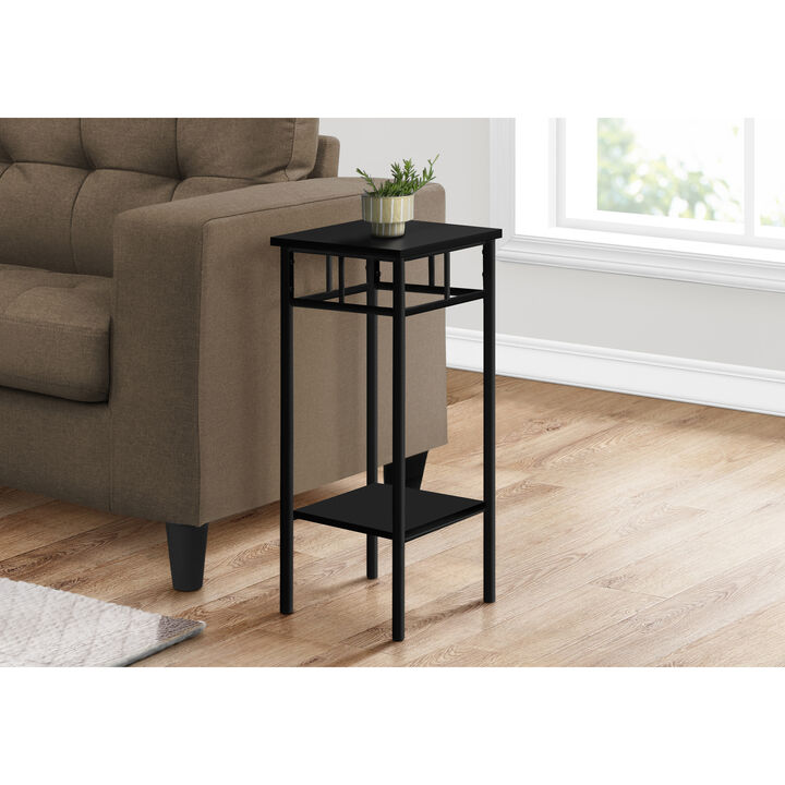 Monarch Specialties I 3278 Accent Table, Side, End, Plant Stand, Square, Living Room, Bedroom, Metal, Laminate, Black, Contemporary, Modern