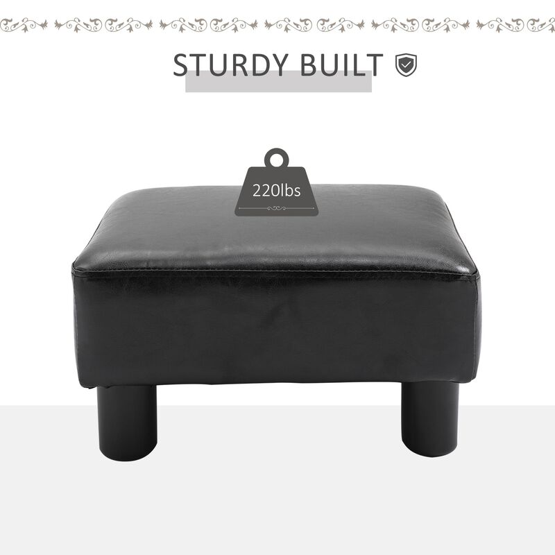 Modern Footstool, Ottoman Footstool, Rectangular Ottoman Footrest with Padded Foam Seat and Plastic Legs for Living Room, Badroom, Black