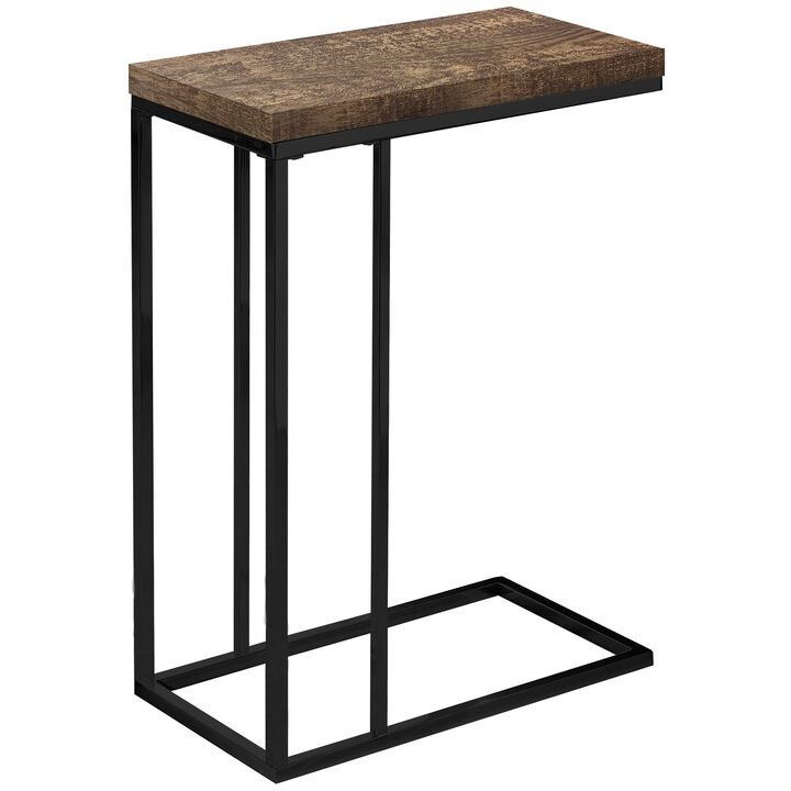 Monarch Specialties I 3403 Accent Table, C-shaped, End, Side, Snack, Living Room, Bedroom, Metal, Laminate, Brown, Black, Contemporary, Modern