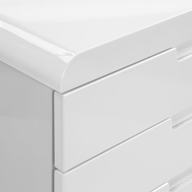 Monarch Specialties I 7583 File Cabinet, Rolling Mobile, Storage Drawers, Printer Stand, Office, Work, Laminate, Glossy White, Contemporary, Modern