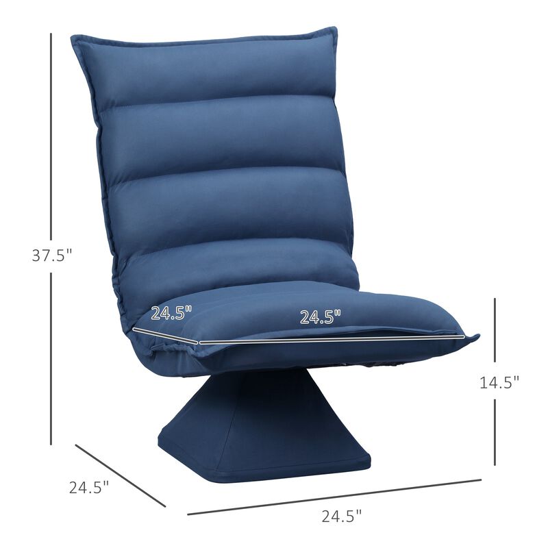 Swivel Floor Chair with Back Support, Microfiber Adjustable Video Gaming Chair for Reading, Lounging, Meditating, Blue