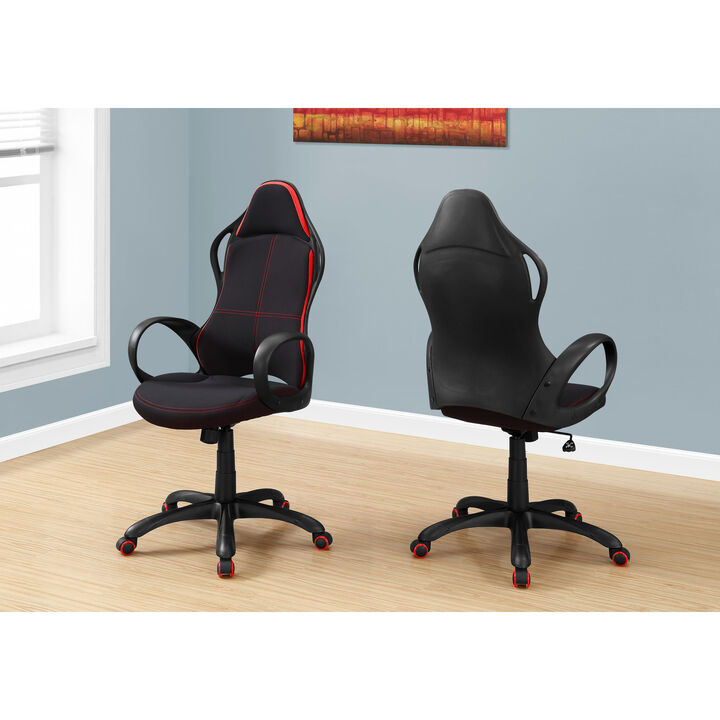 Monarch Specialties I 7259 Office Chair, Gaming, Adjustable Height, Swivel, Ergonomic, Armrests, Computer Desk, Work, Metal, Mesh, Black, Red, Contemporary, Modern