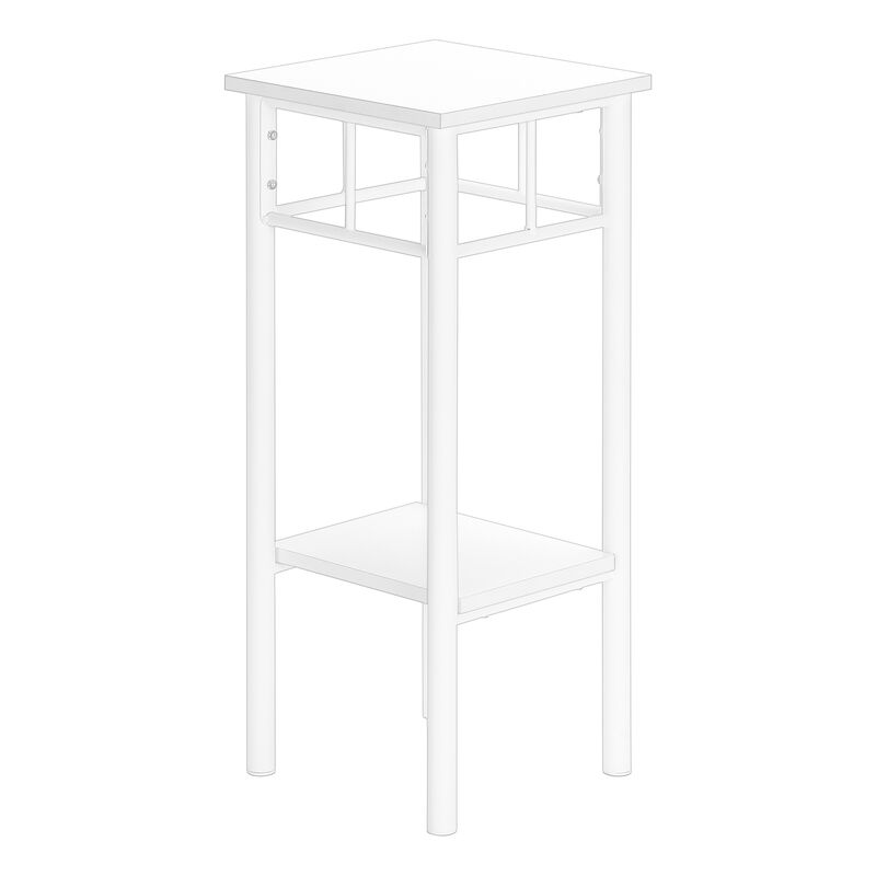 Monarch Specialties I 3279 Accent Table, Side, End, Plant Stand, Square, Living Room, Bedroom, Metal, Laminate, White, Contemporary, Modern