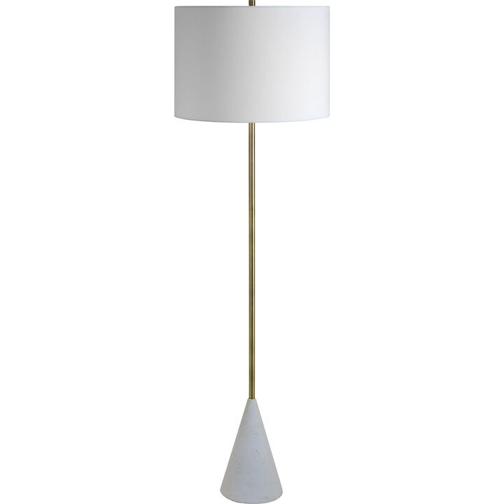 59.25" White and Gold Cone Base Floor Lamp