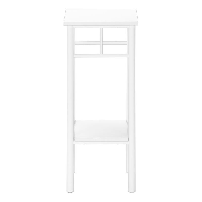 Monarch Specialties I 3279 Accent Table, Side, End, Plant Stand, Square, Living Room, Bedroom, Metal, Laminate, White, Contemporary, Modern